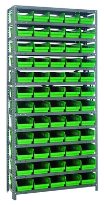 Quantum 1875-104GN Shelving Unit, 18"D x 36"L x 75"H, 400 lb capacity, Galvanized