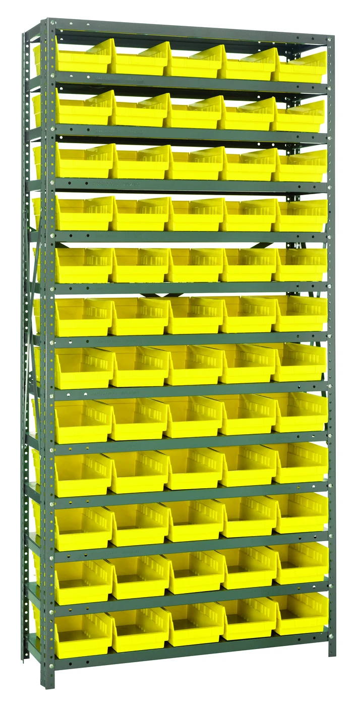 Quantum 1875-104YL Shelving Unit, 18"D x 36"L x 75"H, 400 lb capacity, Galvanized
