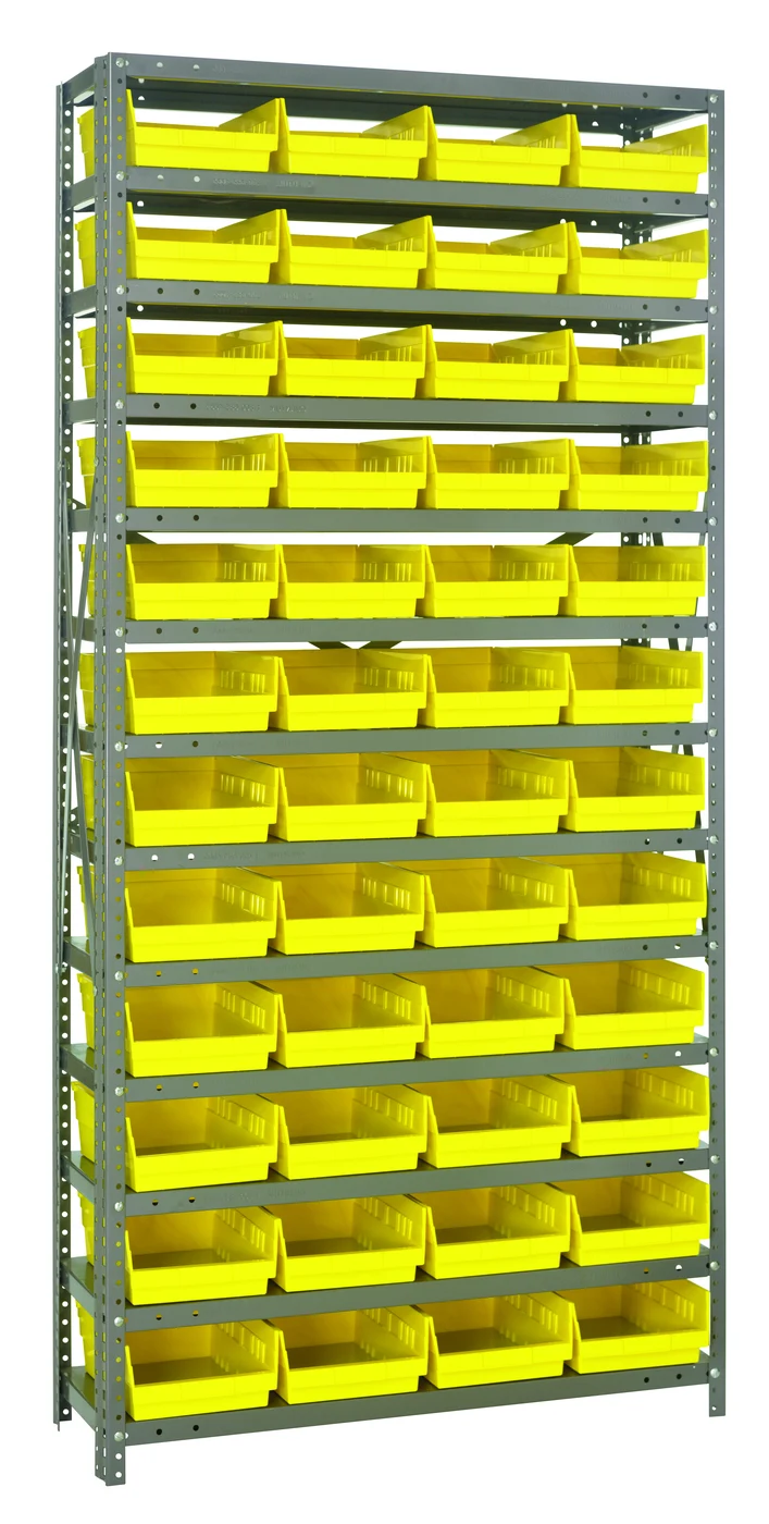 Quantum 1875-108YL Shelving Unit, 18"D x 36"L x 75"H, 400 lb capacity, Galvanized
