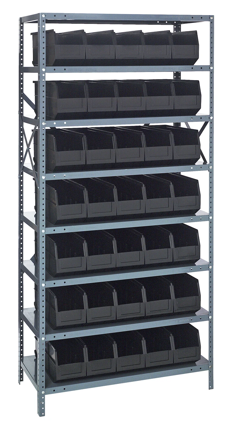 Quantum 1875-461BK Shelving Unit, 18"D x 36"L x 75"H, 400 lb capacity, Galvanized