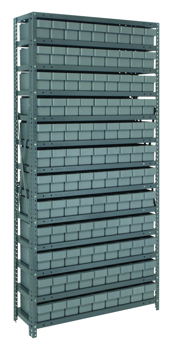 Quantum 1875-604GY Shelving Unit, 18"D x 36"L x 75"H, 400 lb capacity, Galvanized
