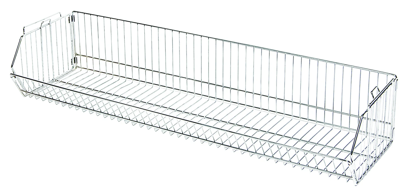 Quantum 2048BC Modular Wire Stacking Basket, 48"W x 20"D x 9"H, 110 lb capacity, Chrome