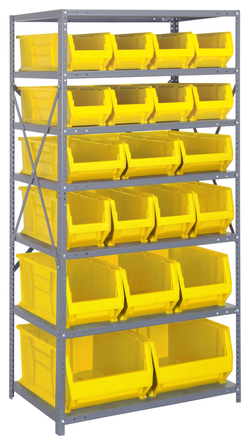 Quantum 2475-20-MIXYL Shelving Unit, 24"D x 36"L x 75"H, 400 lb capacity, Galvanized