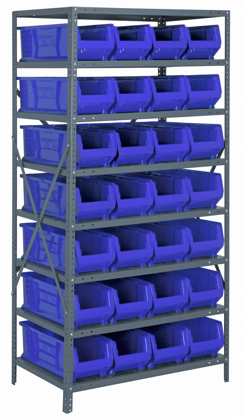 Quantum 2475-950BL Shelving Unit, 24"D x 36"L x 75"H, 400 lb capacity, Galvanized
