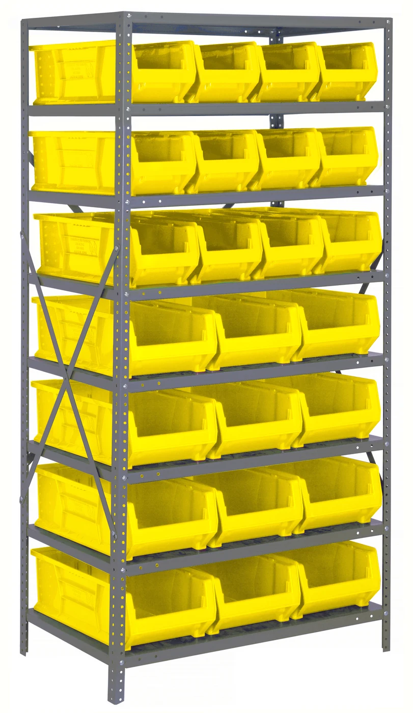 Quantum 2475-950952YL Shelving Unit, 24"D x 36"L x 75"H, 400 lb capacity, Galvanized