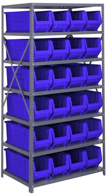 Quantum 2475-951BL Shelving Unit, 24"D x 36"L x 75"H, 400 lb capacity, Galvanized