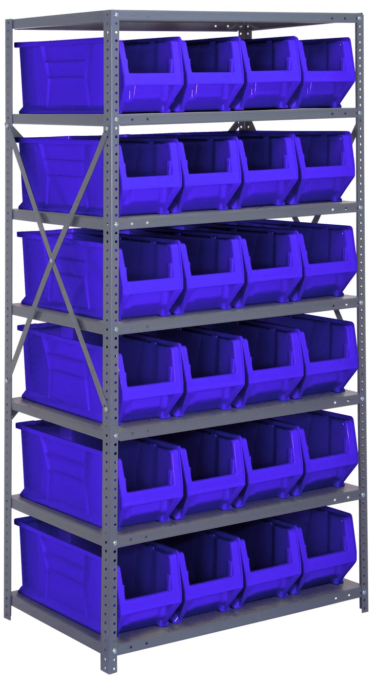 Quantum 2475-951BL Shelving Unit, 24"D x 36"L x 75"H, 400 lb capacity, Galvanized