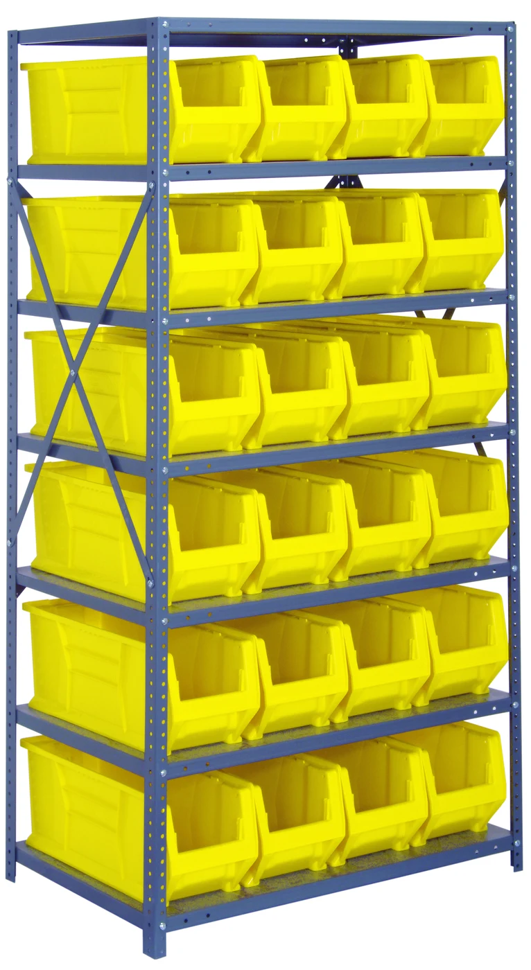 Quantum 2475-951YL Shelving Unit, 24"D x 36"L x 75"H, 400 lb capacity, Galvanized