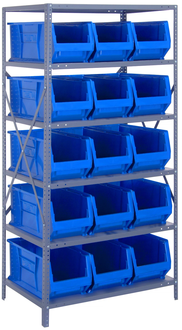 Quantum 2475-953BL Shelving Unit, 24"D x 36"L x 75"H, 400 lb capacity, Galvanized