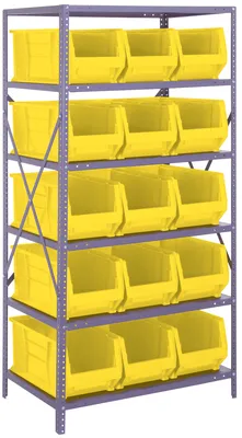 Quantum 2475-953YL Shelving Unit, 24"D x 36"L x 75"H, 400 lb capacity, Galvanized