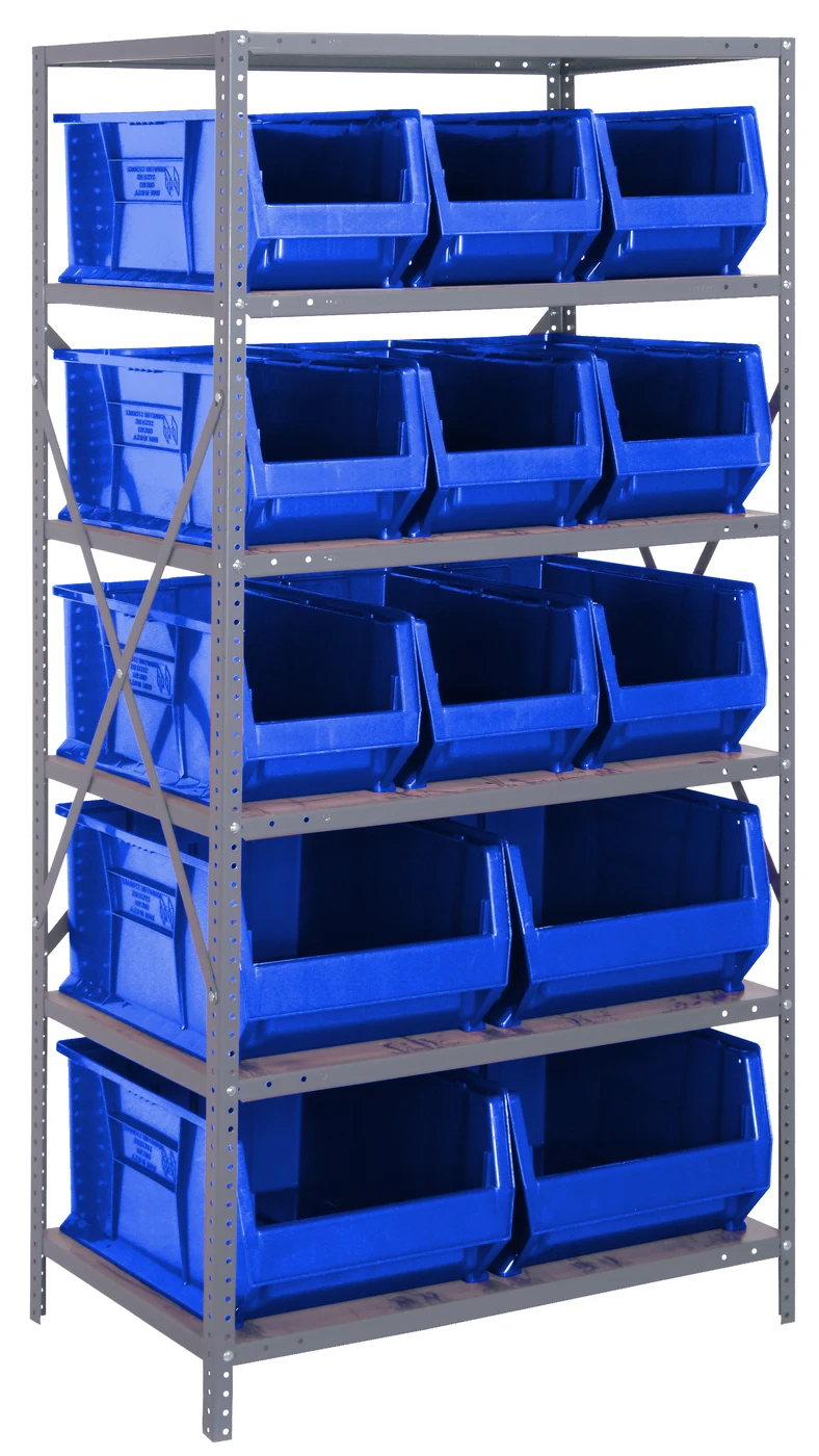 Quantum 2475-953954BL Shelving Unit, 24"D x 36"L x 75"H, 400 lb capacity, Galvanized