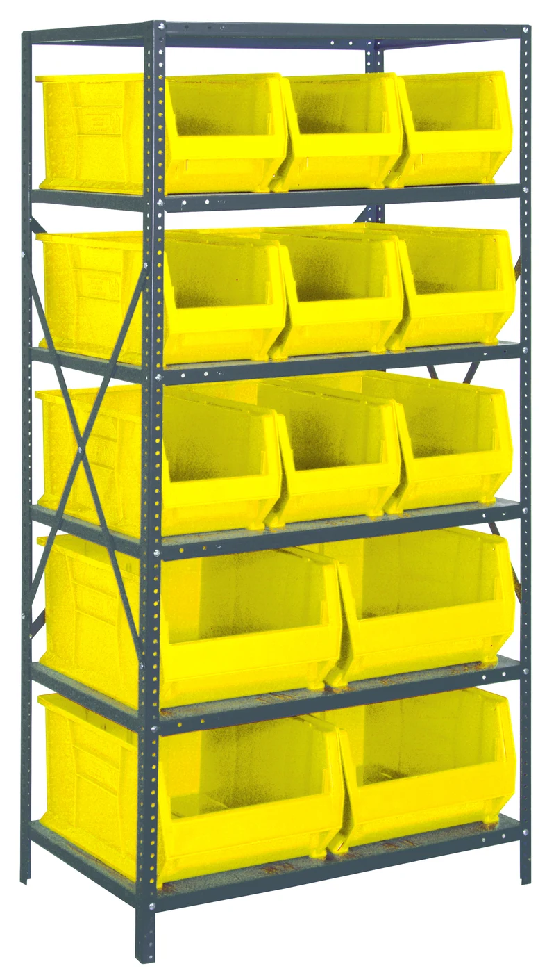 Quantum 2475-953954YL Shelving Unit, 24"D x 36"L x 75"H, 400 lb capacity, Galvanized
