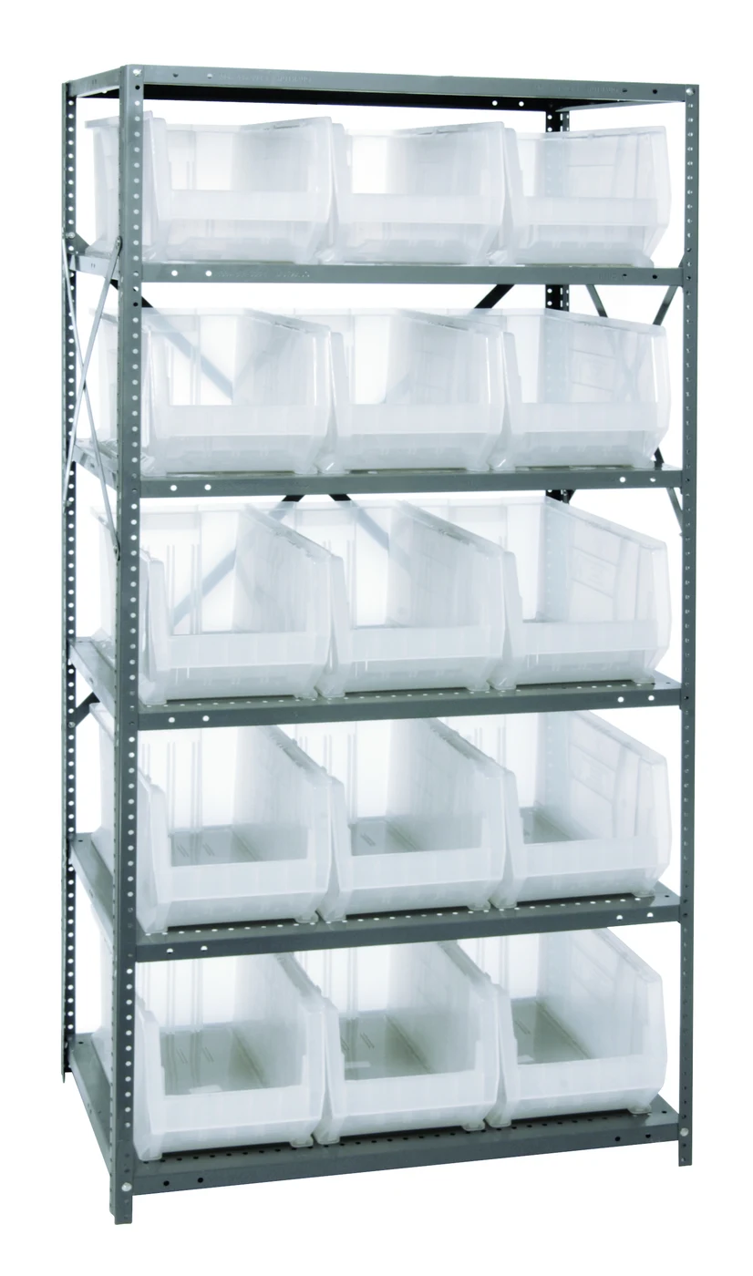 Quantum 2475-953CL Shelving Unit, 24"D x 36"L x 75"H, 400 lb capacity, Galvanized