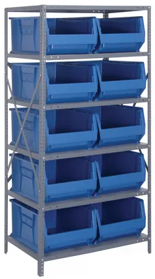 Quantum 2475-954BL Shelving Unit, 24"D x 36"L x 75"H, 400 lb capacity, Galvanized