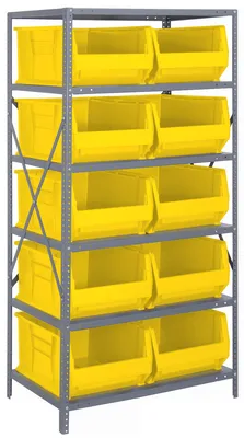 Quantum 2475-954YL Shelving Unit, 24"D x 36"L x 75"H, 400 lb capacity, Galvanized