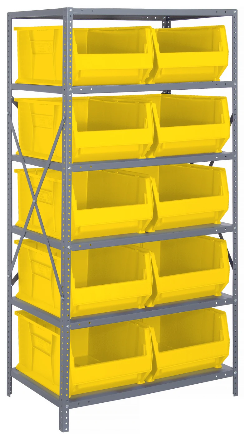 Quantum 2475-954YL Shelving Unit, 24"D x 36"L x 75"H, 400 lb capacity, Galvanized