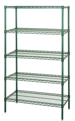Quantum AD54-1236P-5 Wire Shelving Add-On Kit, 36"W x 12"D x 54"H, 600-800 lb capacity, Green