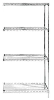 Quantum AD54-1272S Wire Shelving Add-On Kit, 72"W x 12"D x 54"H, 600-800 lb capacity, Stainless