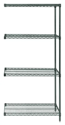 Quantum AD54-3072P Wire Shelving Add-On Kit, 72"W x 30"D x 54"H, 600-800 lb capacity, Green