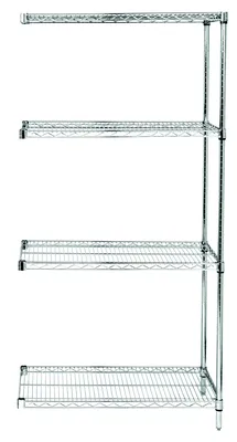 Quantum AD54-1236C Wire Shelving Add-On Kit, 36"W x 12"D x 54"H, 600-800 lb capacity, Chrome