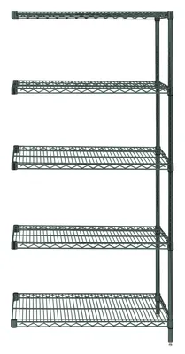 Quantum AD63-2454P-5 Wire Shelving Add-On Kit, 54"W x 24"D x 63"H, 600-800 lb capacity, Green