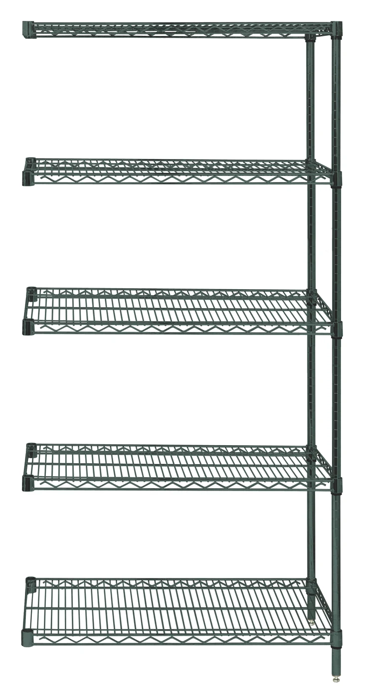 Quantum AD63-2454P-5 Wire Shelving Add-On Kit, 54"W x 24"D x 63"H, 600-800 lb capacity, Green