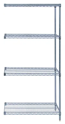 Quantum AD54-1236GY Wire Shelving Add-On Kit, 36"W x 12"D x 54"H, 600-800 lb capacity, Gray