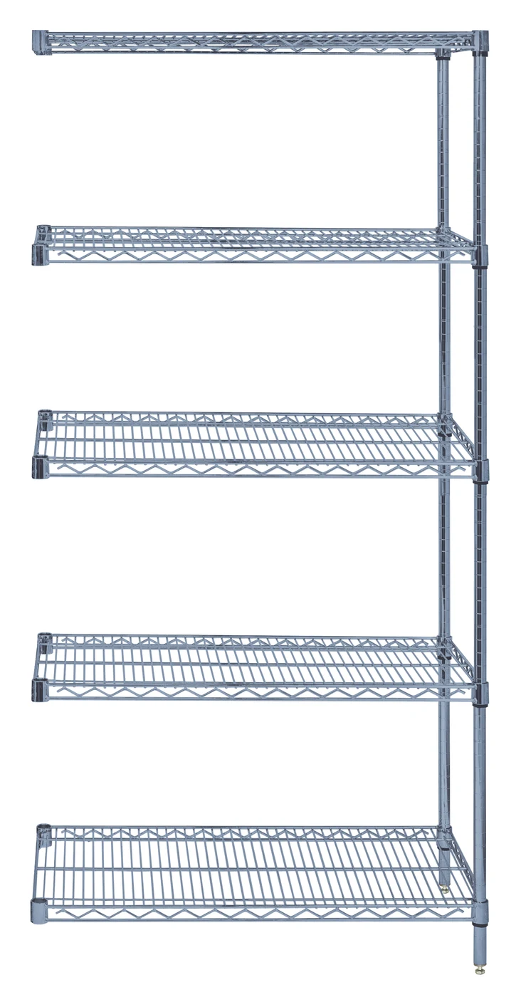 Quantum AD54-1242GY-5 Wire Shelving Add-On Kit, 42"W x 12"D x 54"H, 600-800 lb capacity, Gray