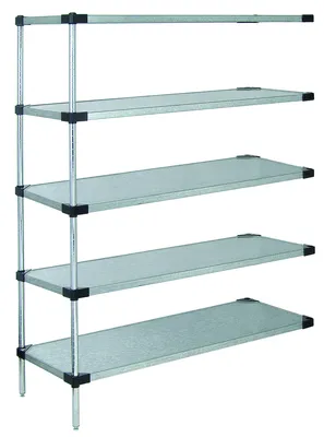 Quantum AD54-1824SG-5 Solid Shelving Add-On Kit, 24"W x 18"D x 54"H, 400-600 lb capacity, Galvanized