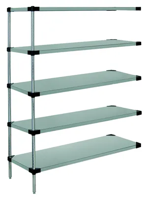 Quantum WRSAD5-54-2424SS Solid Shelving Add-On Kit, 24"W x 24"D x 54"H, 400-600 lb capacity, Stainless