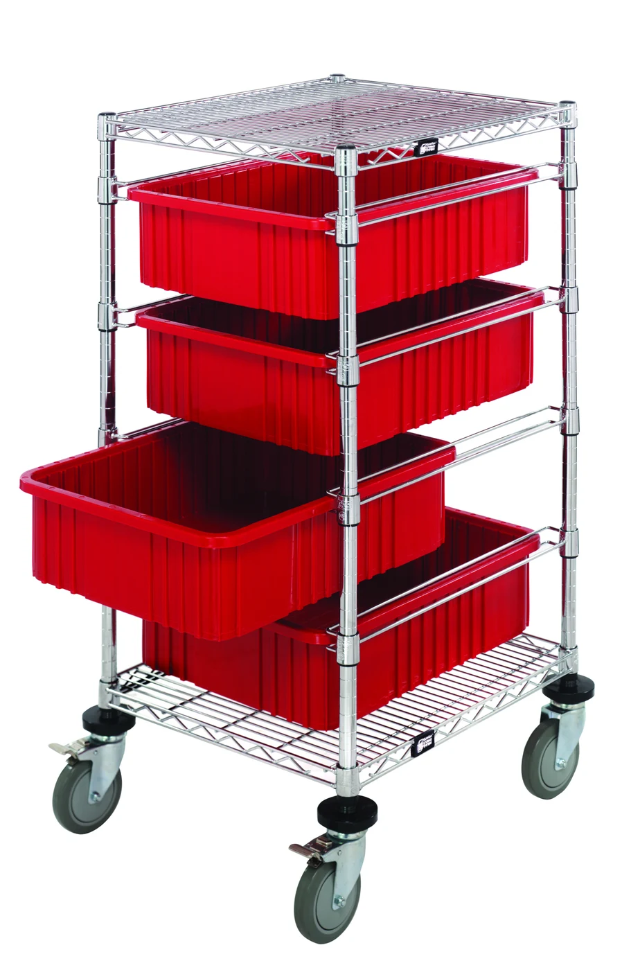 Quantum BC212445M3RD Mobile Bin Cart, 21"W x 24"L x 45"H, 1200 lb capacity, Chrome