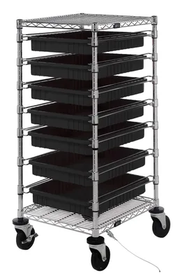 Quantum BC212439M2CO Mobile Bin Cart, 21"W x 24"L x 45"H, 1200 lb capacity, Chrome