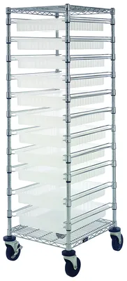 Quantum BC212469M2CL Mobile Bin Cart, 21"W x 24"L x 69"H, 1200 lb capacity, Chrome