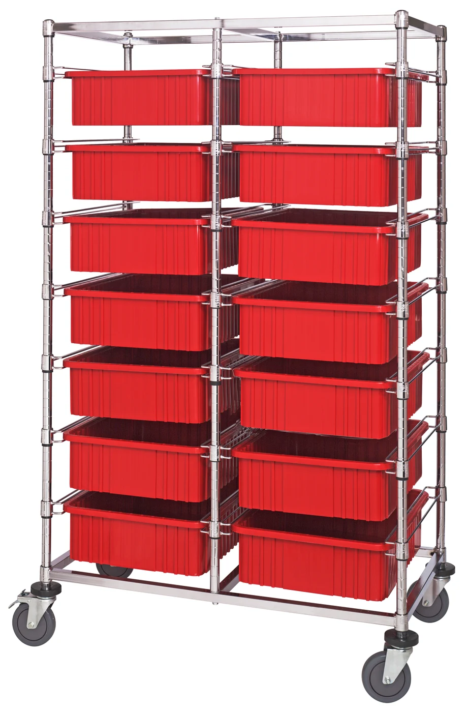 Quantum BC214069M1DRD Mobile Bin Cart, 24"W x 40"L x 69"H, 1200 lb capacity, Chrome
