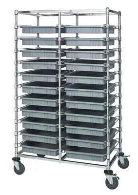Quantum BC214069M2DGY Mobile Bin Cart, 24"W x 40"L x 69"H, 1200 lb capacity, Chrome