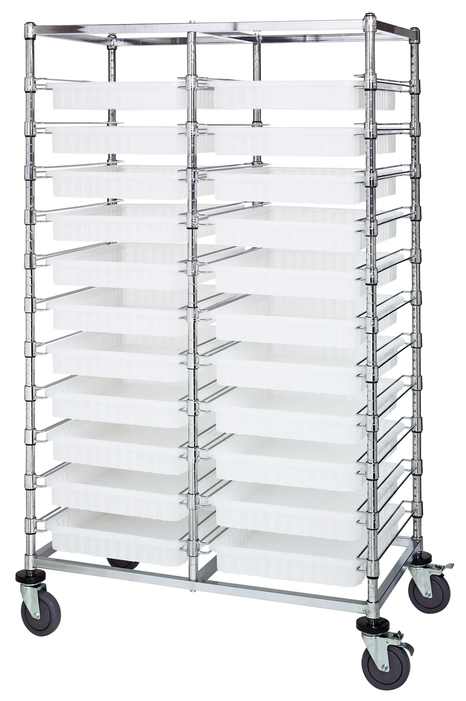 Quantum BC214069M2DCL Mobile Bin Cart, 24"W x 40"L x 69"H, 1200 lb capacity, Chrome