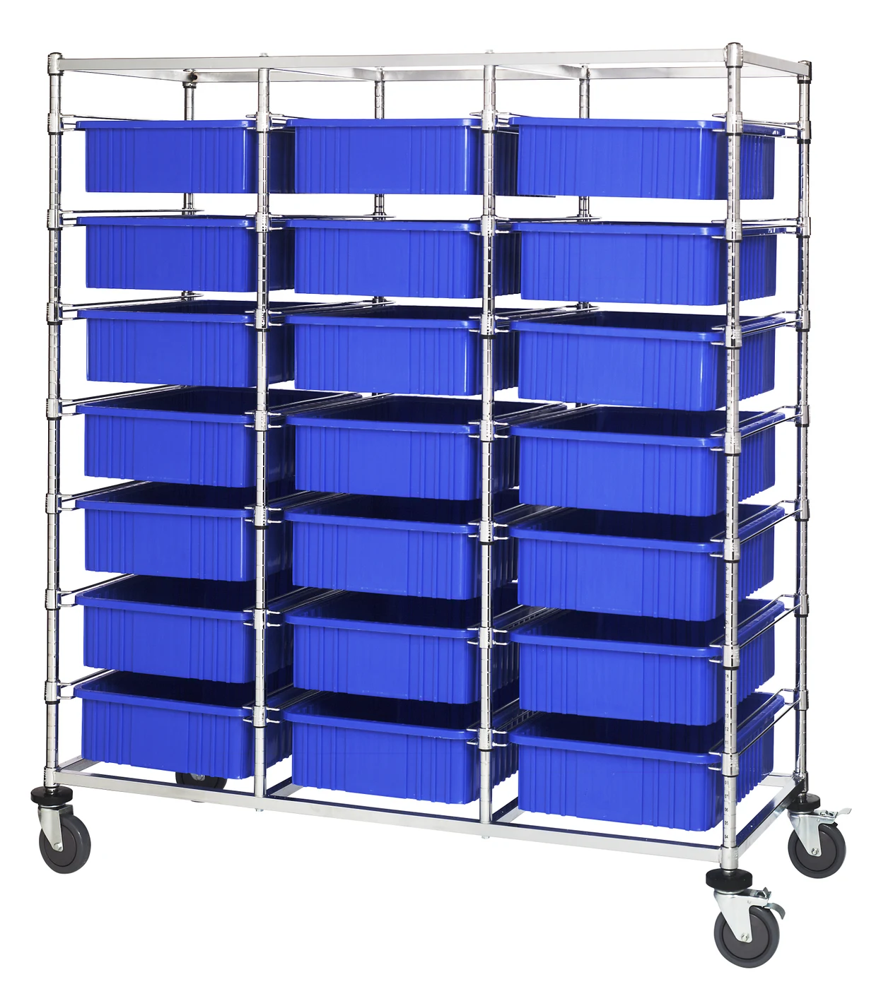 Quantum BC216069M1TBL Mobile Bin Cart, 24"W x 60"L x 69"H, 1200 lb capacity, Chrome
