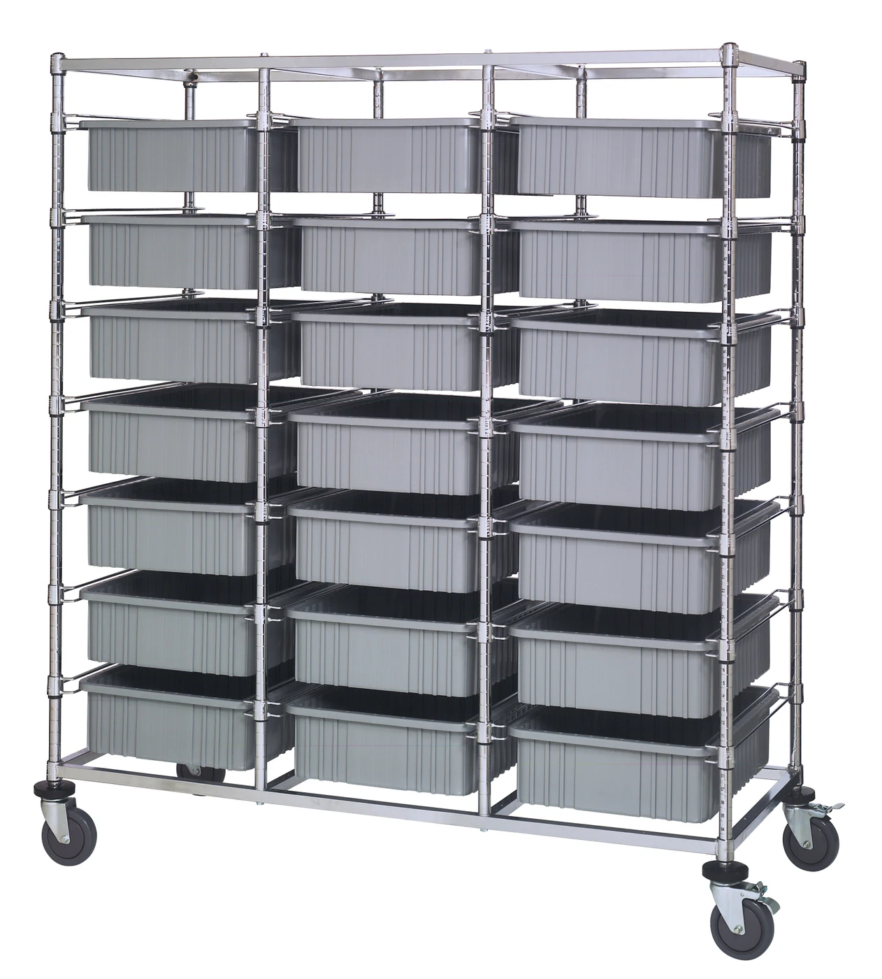 Quantum BC216069M1TGY Mobile Bin Cart, 24"W x 60"L x 69"H, 1200 lb capacity, Chrome