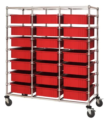 Quantum BC216069M1TRD Mobile Bin Cart, 24"W x 60"L x 69"H, 1200 lb capacity, Chrome