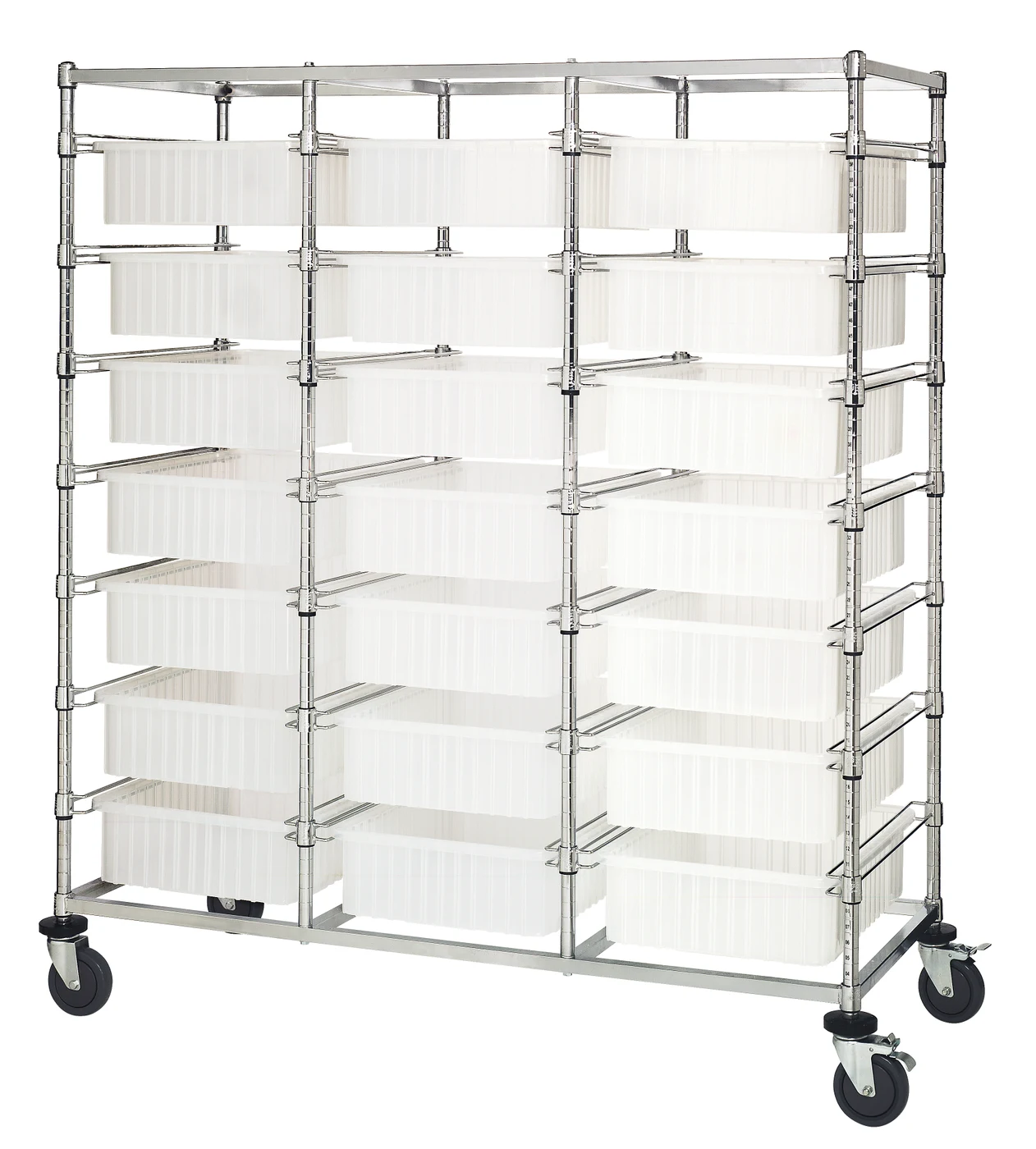 Quantum BC216069M1TCL Mobile Bin Cart, 24"W x 60"L x 69"H, 1200 lb capacity, Chrome