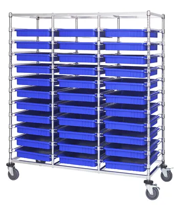 Quantum BC216069M2TBL Mobile Bin Cart, 24"W x 60"L x 69"H, 1200 lb capacity, Chrome
