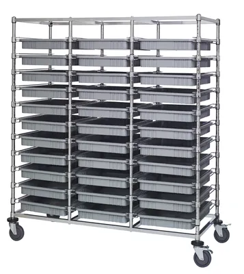 Quantum BC216069M2TGY Mobile Bin Cart, 24"W x 60"L x 69"H, 1200 lb capacity, Chrome
