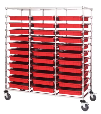 Quantum BC216069M2TRD Mobile Bin Cart, 24"W x 60"L x 69"H, 1200 lb capacity, Chrome