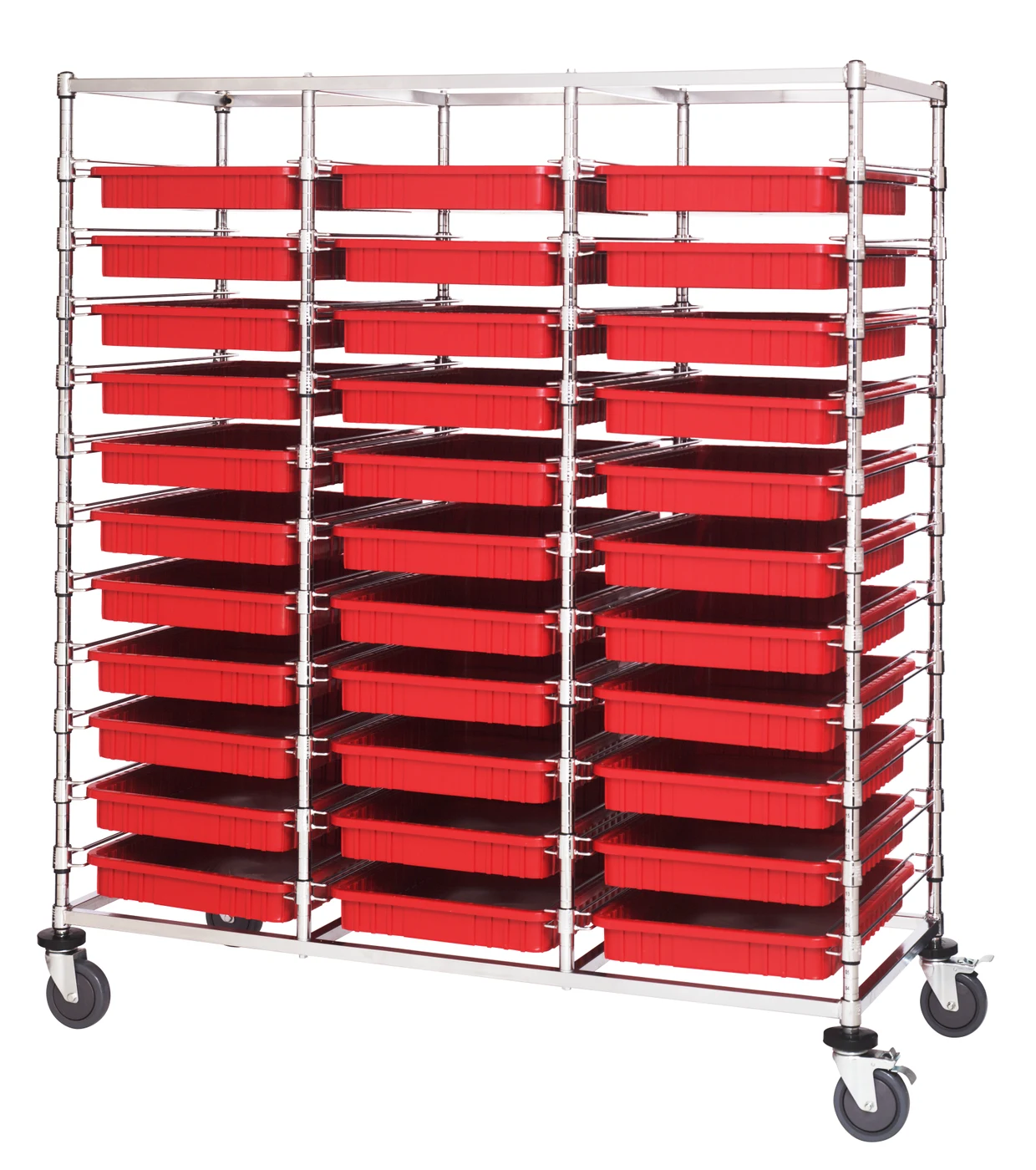 Quantum BC216069M2TRD Mobile Bin Cart, 24"W x 60"L x 69"H, 1200 lb capacity, Chrome