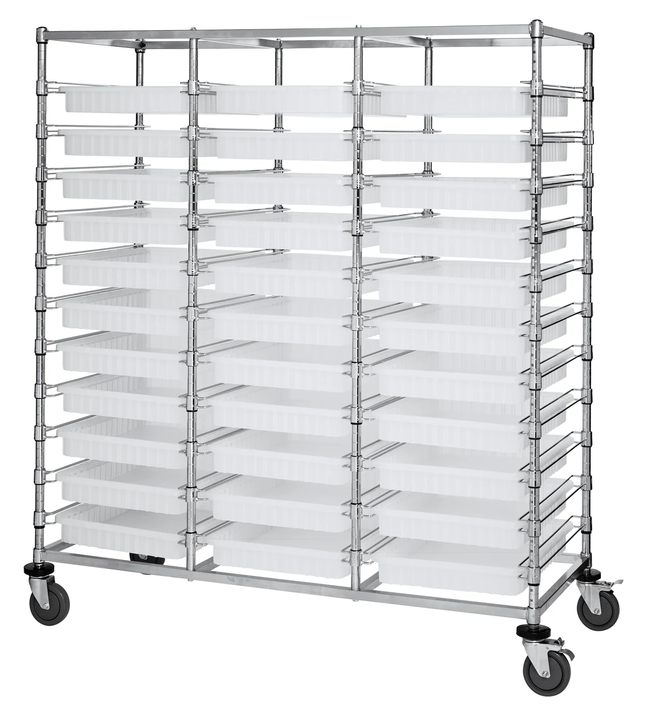 Quantum BC216069M2TCL Mobile Bin Cart, 24"W x 60"L x 69"H, 1200 lb capacity, Chrome