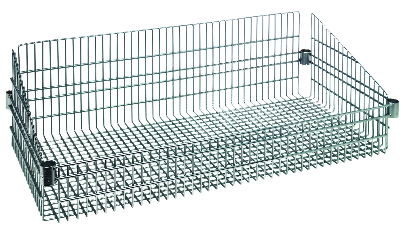 Quantum BSK1836C Post Mount Basket, 18"W x 36"L x 10"H, 600-800 lb capacity, Chrome