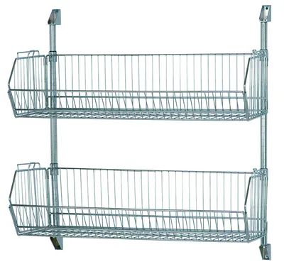 Quantum CAN-34-1436BC-PWB Cantilever Baskets Post Wall Mount, 36"W x 14"D x 34"H, Chrome