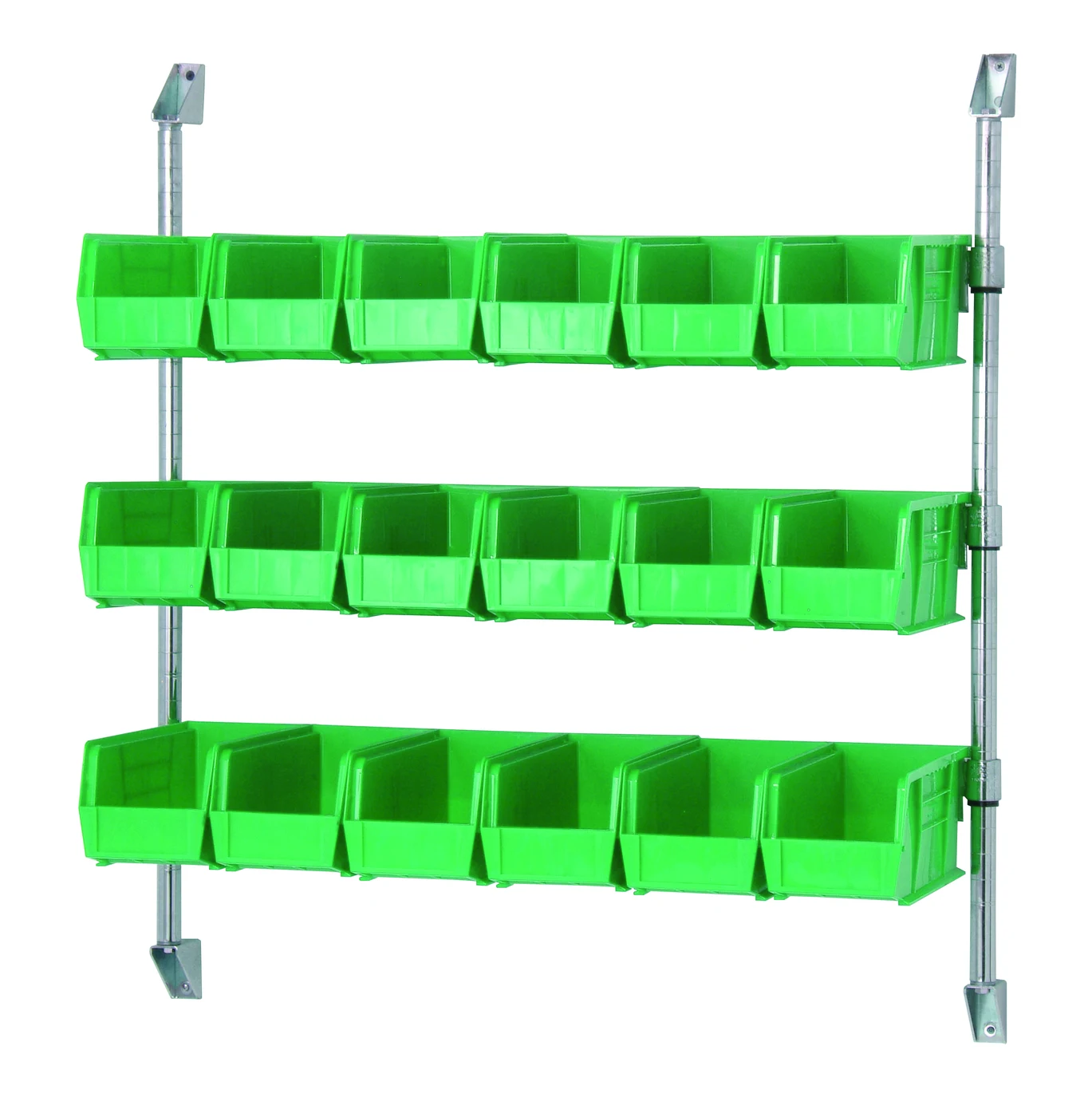 Quantum CAN-34-24BH-230GN Cantilever Bin Holder Post Wall Mount, 24"W x 10-7/8"D x 34"H, Chrome