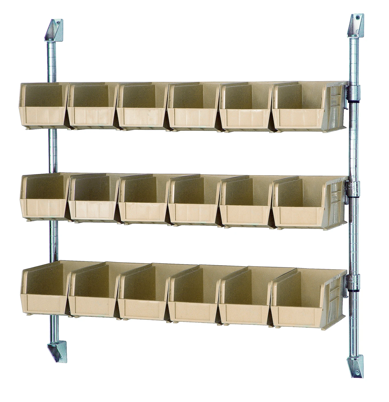 Quantum CAN-34-24BH-230IV Cantilever Bin Holder Post Wall Mount, 24"W x 10-7/8"D x 34"H, Chrome
