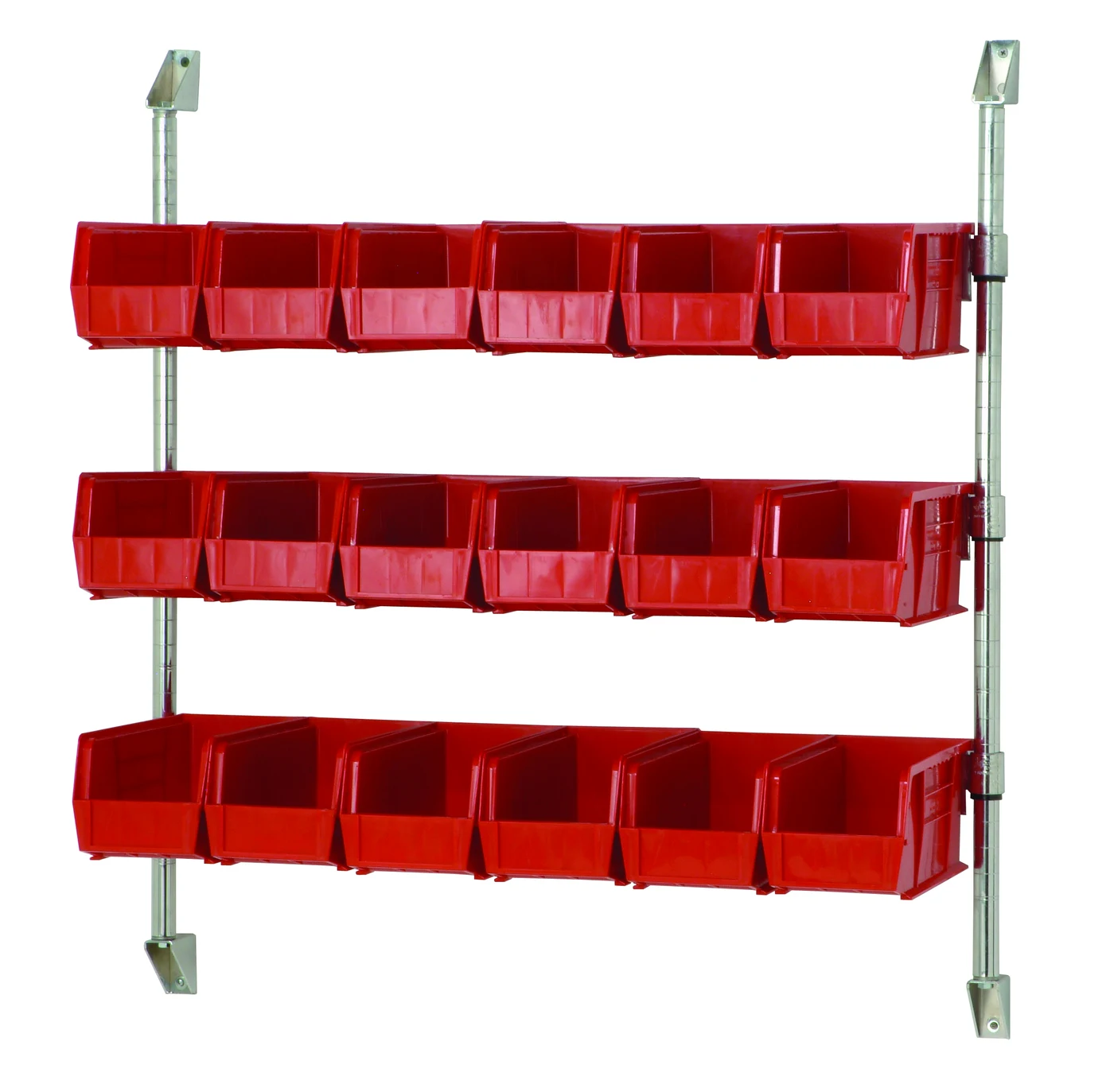 Quantum CAN-34-24BH-230RD Cantilever Bin Holder Post Wall Mount, 24"W x 10-7/8"D x 34"H, Chrome